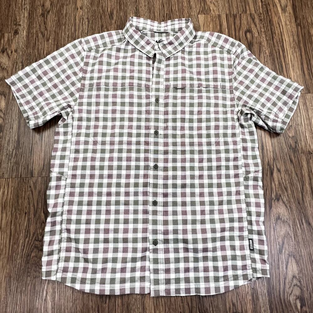 REI Co-Op Button Down Shirt Mens Size M Plaid Short Sleeve Air Vents on Back